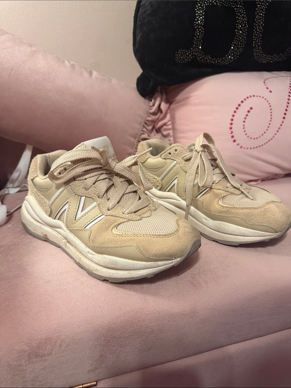 New Balance Women's Beige Cream Athletic Sneakers